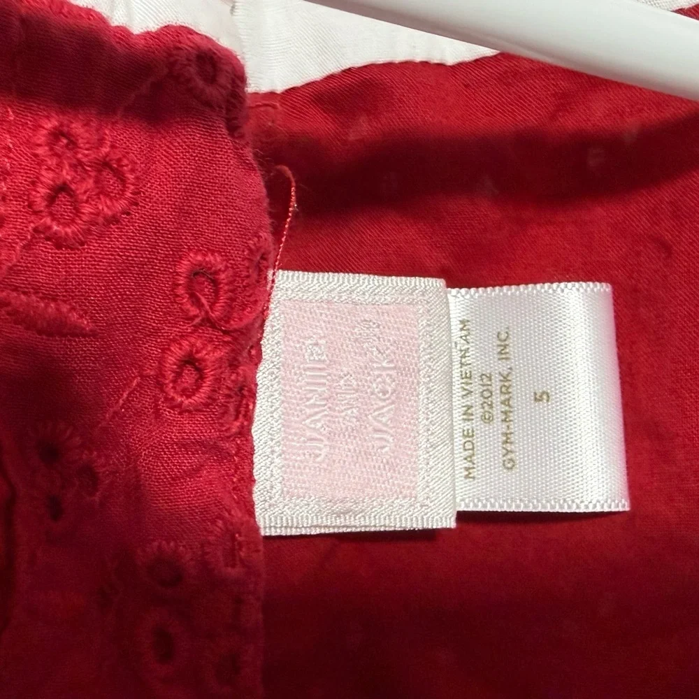 Janie and Jack Red Eyelet Sundress with White Trim